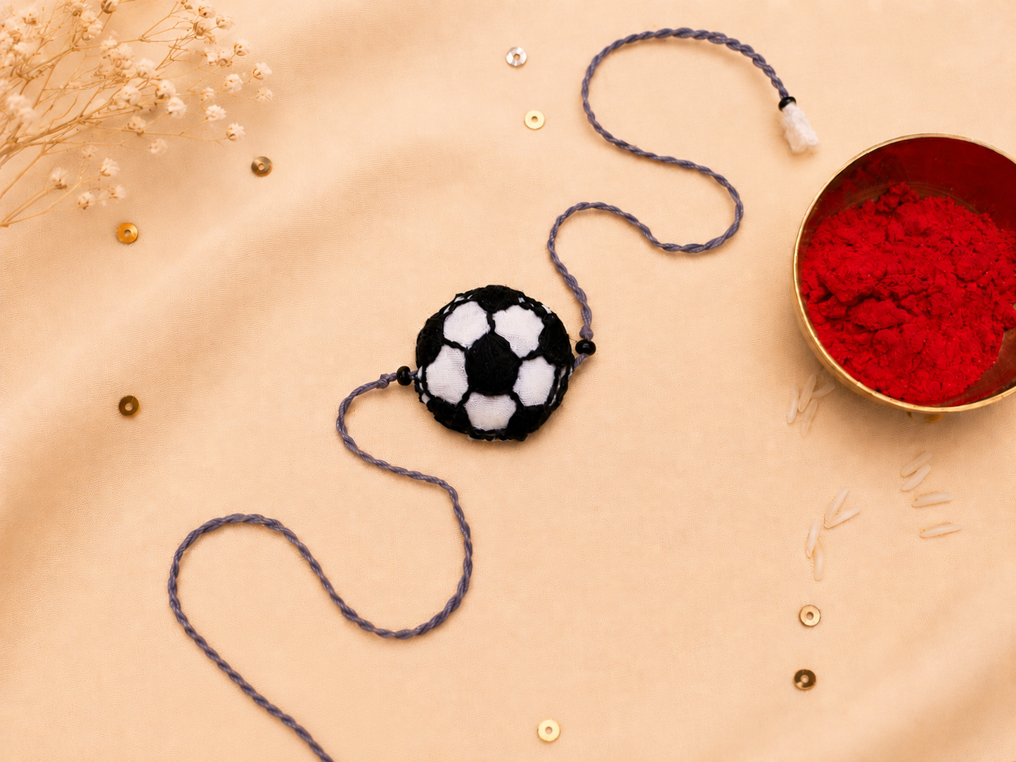 Hand embroidered Football Rakhi
