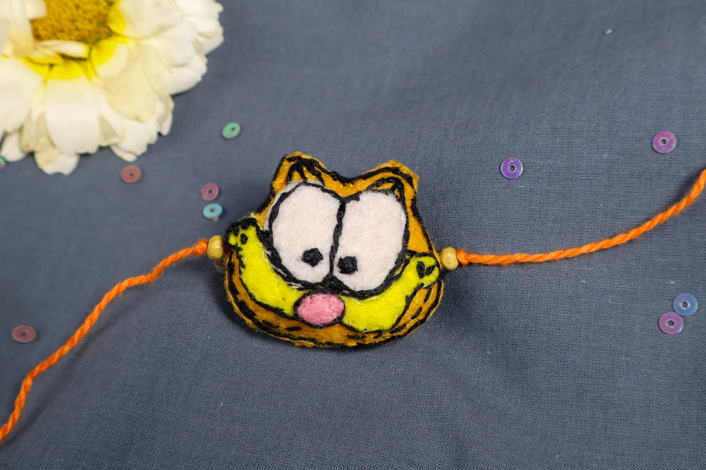 Hand embroidered Garfield Rakhi