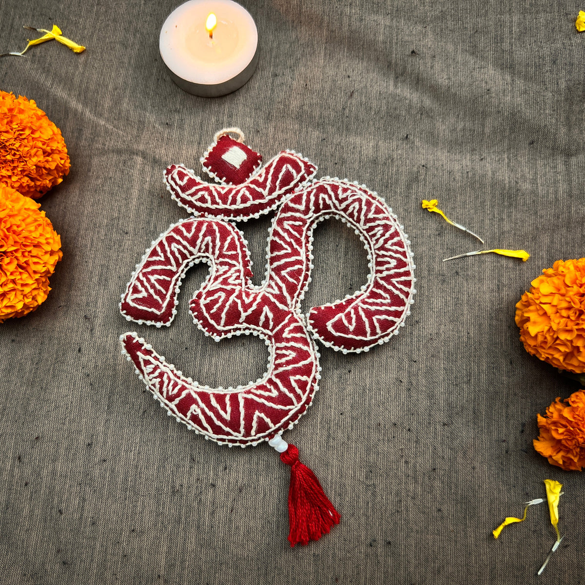 Hand Embroidered Aipan Aum Hanging