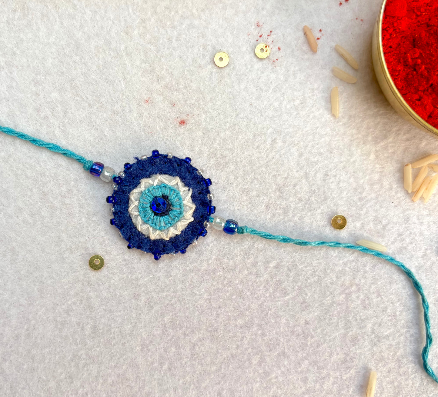 Hand embroidered Nazar Battu Rakhi