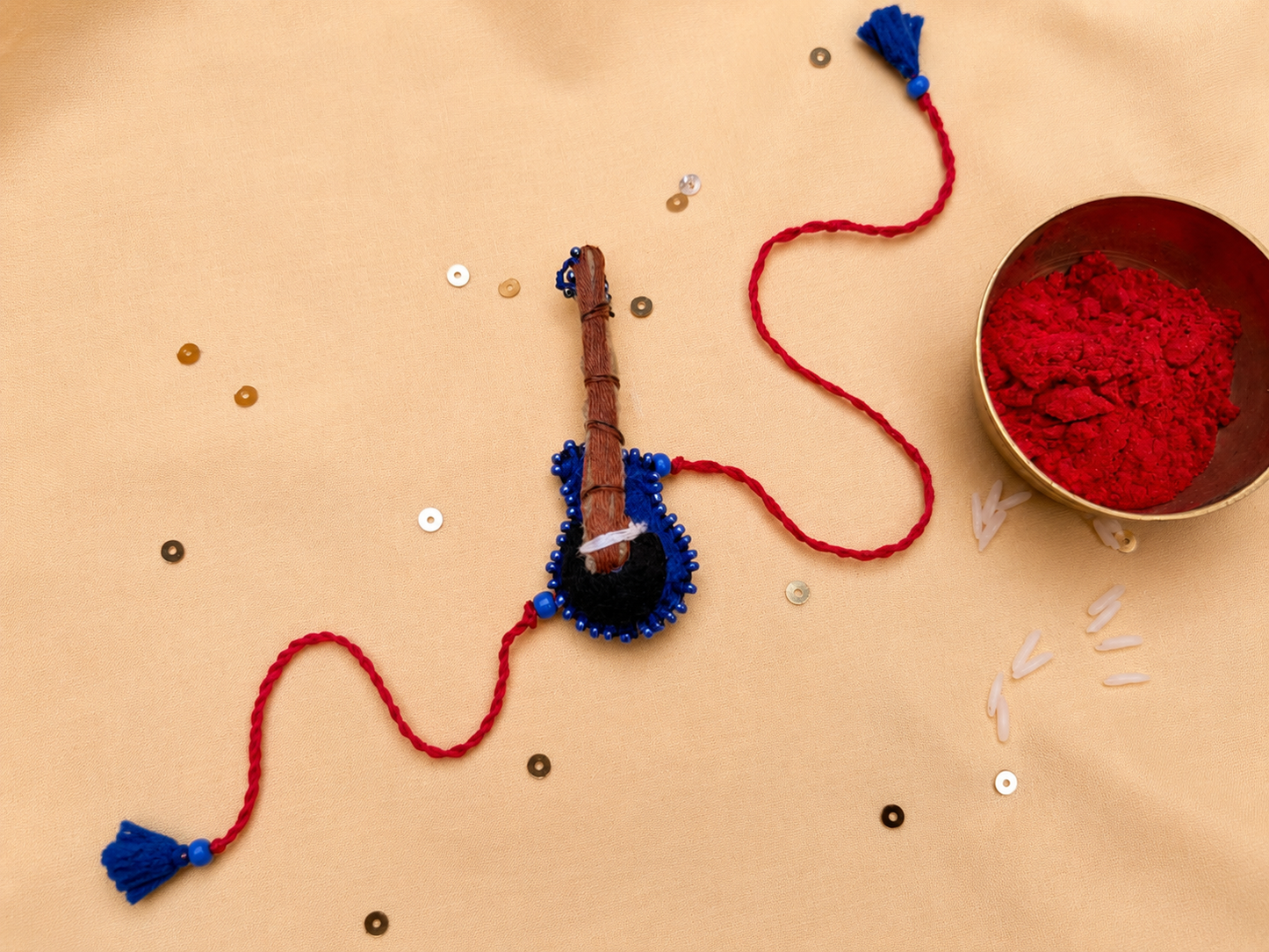 Hand embroidered Guitar Rakhi-Blue
