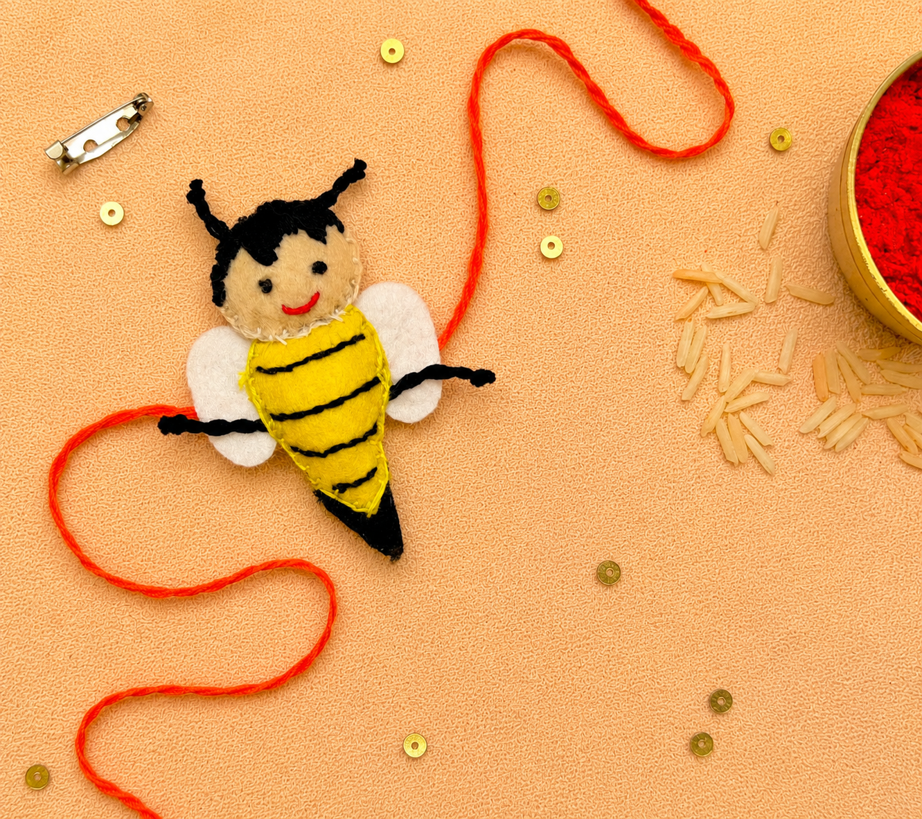Hand embroidered Bee Boy Rakhi
