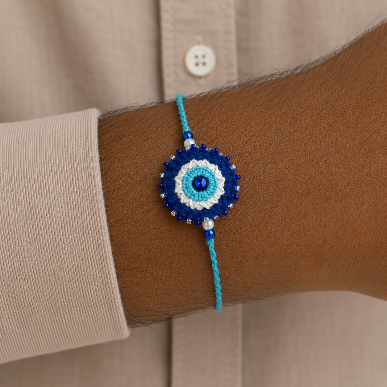 Hand embroidered Nazar Battu Rakhi