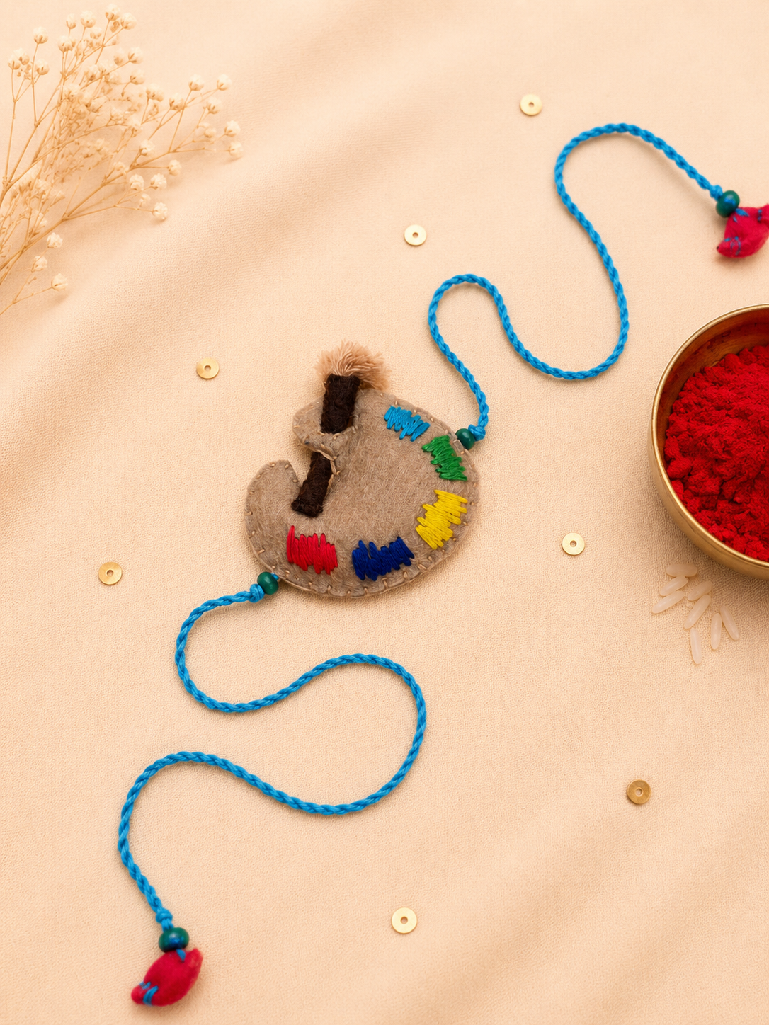 Hand embroidered Colour Palette rakhi