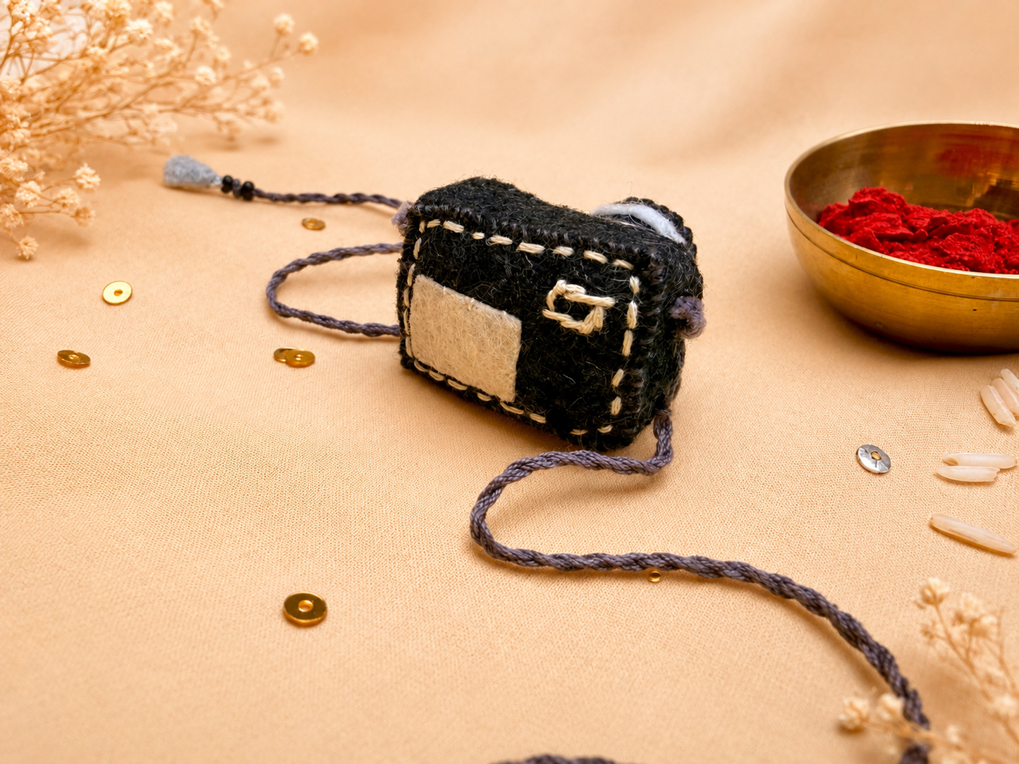 Hand embroidered Camera Rakhi