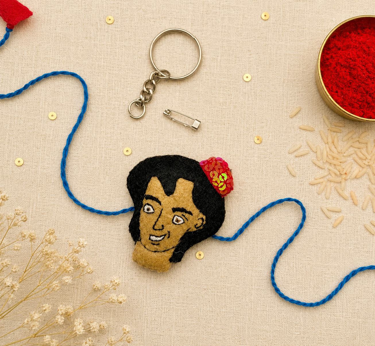 Hand embroidered Aladdin Rakhi