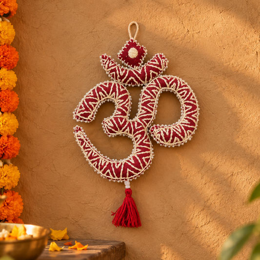 Hand Embroidered Aipan Aum Hanging