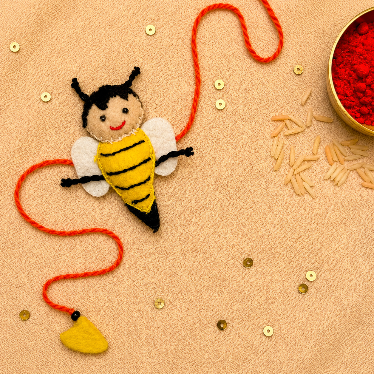Hand embroidered Bee Boy Rakhi