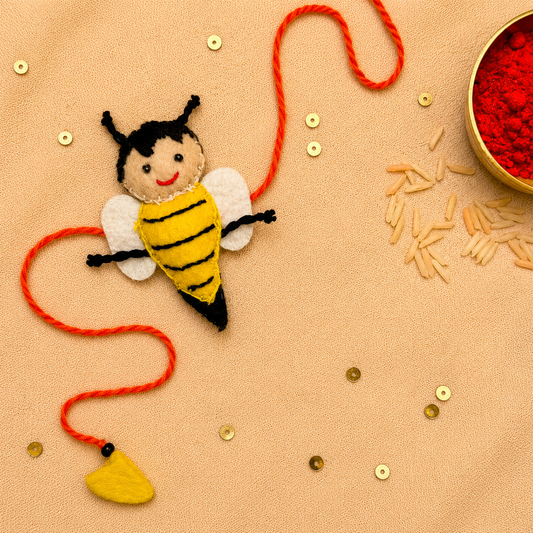 Hand embroidered Bee Boy Rakhi