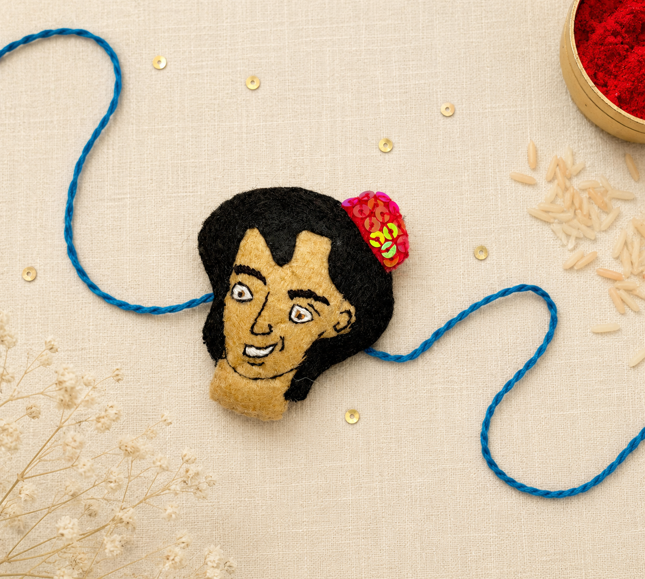 Hand embroidered Aladdin Rakhi