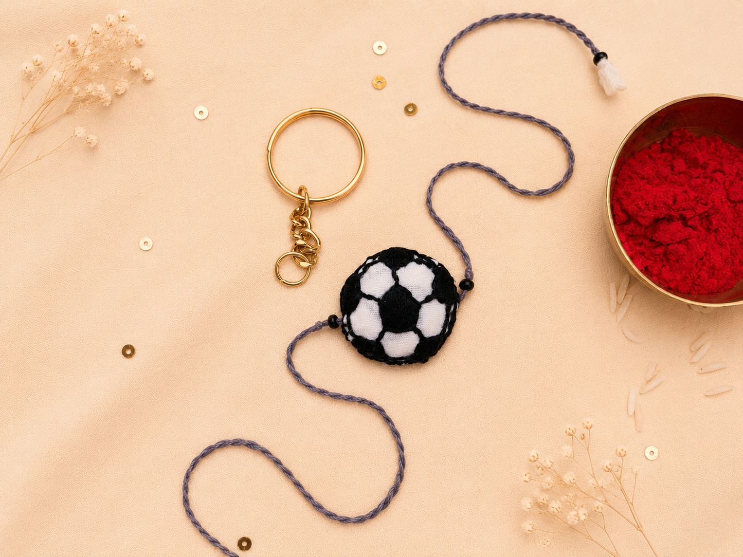 Hand embroidered Football Rakhi