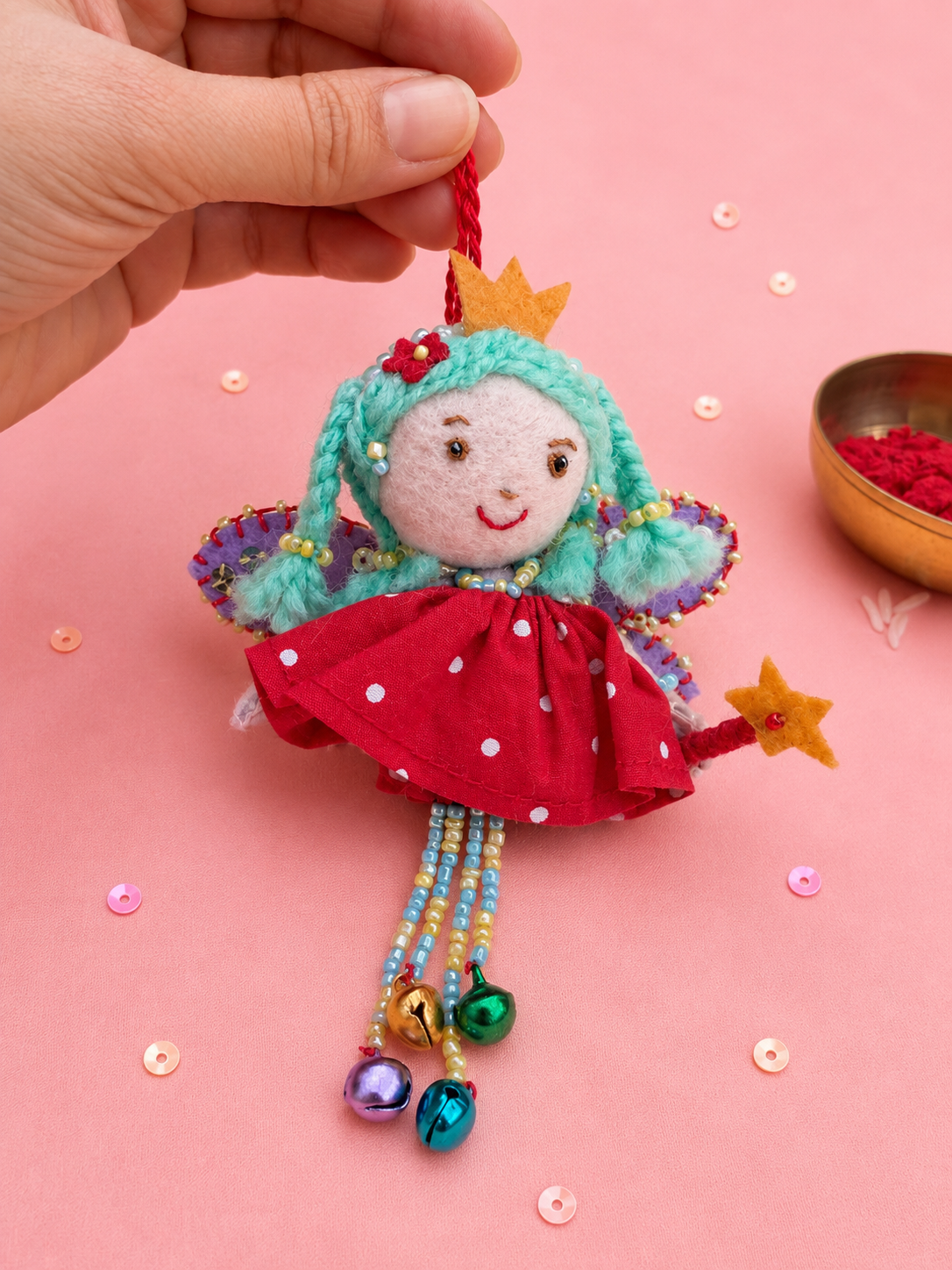 Hand embroidered Fairy Princess Lumba-Red