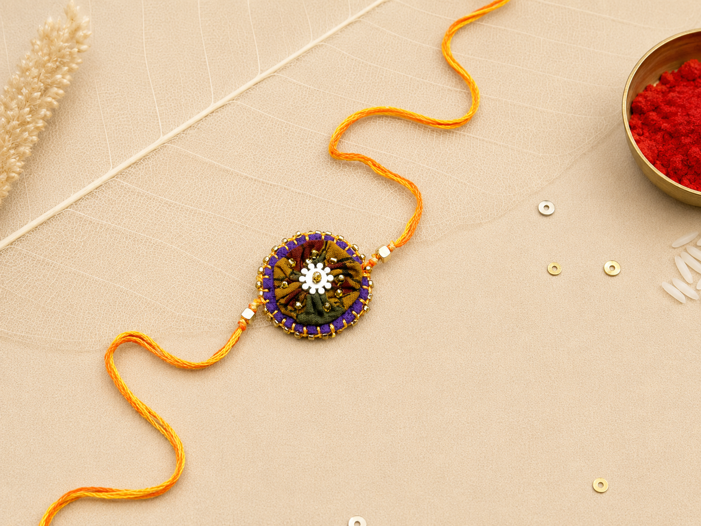 Hand embroidered Ragini Rakhi-Multicolour Print