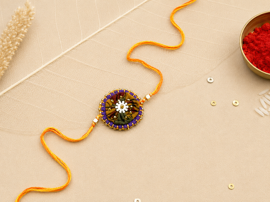 Hand embroidered Ragini Rakhi-Multicolour Print