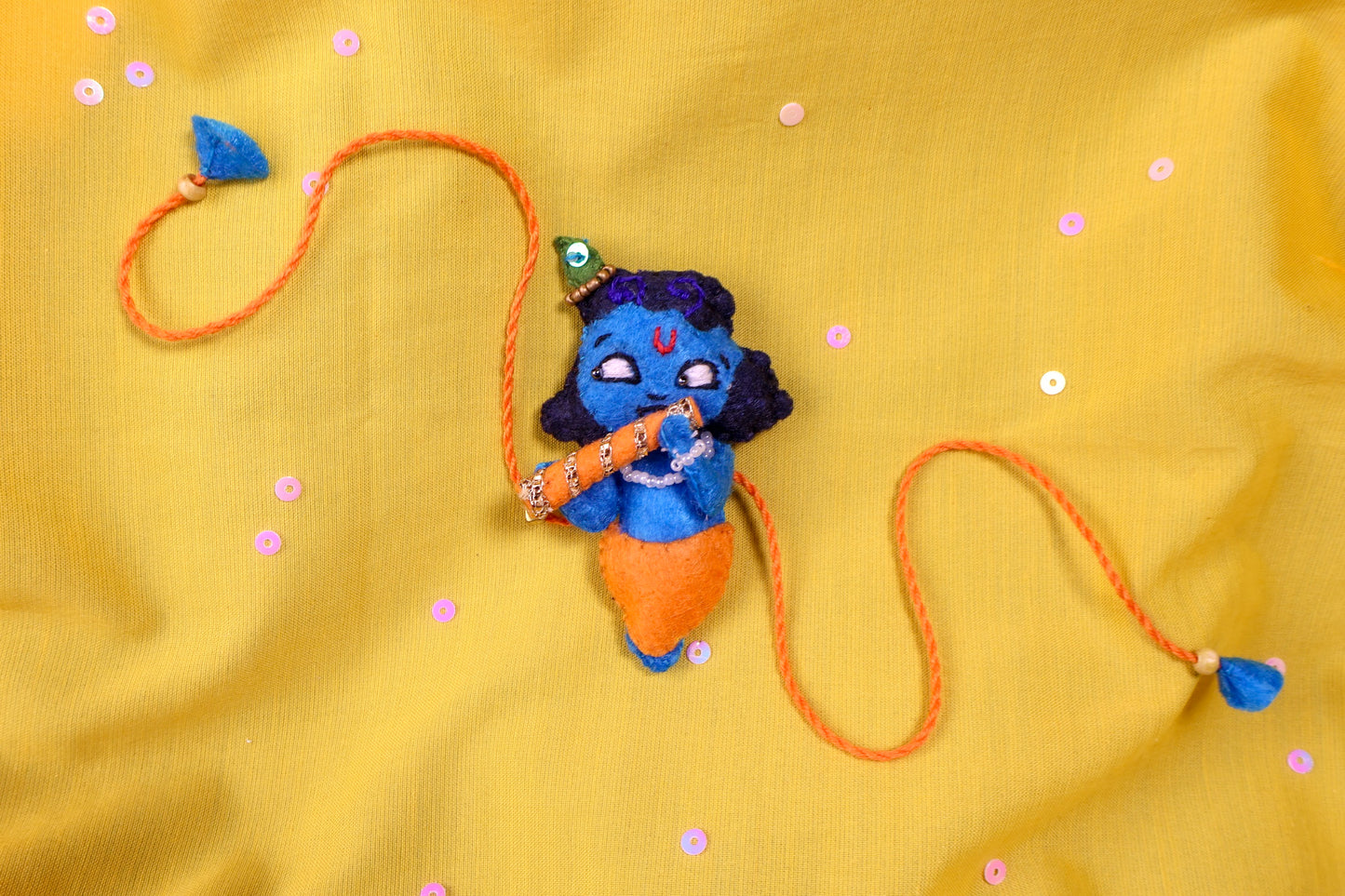 Hand embroidered Kanha Rakhi