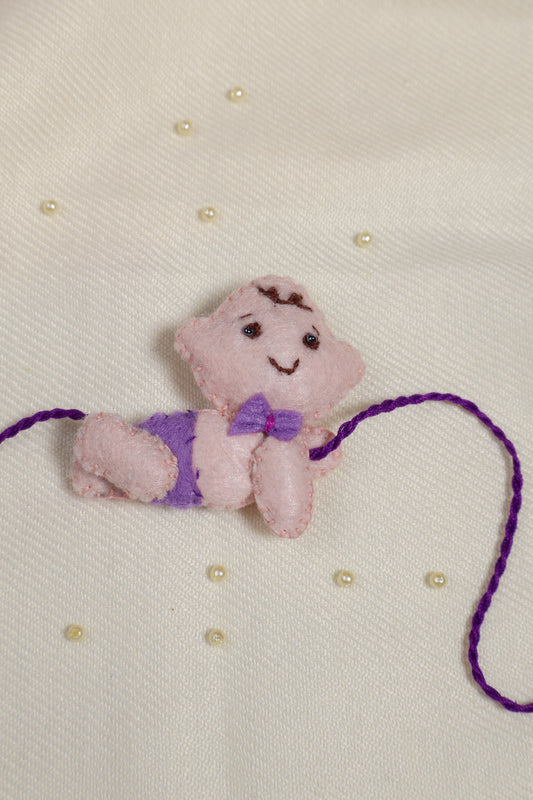 Hand embroidered Crawling Baby Rakhi-Purple