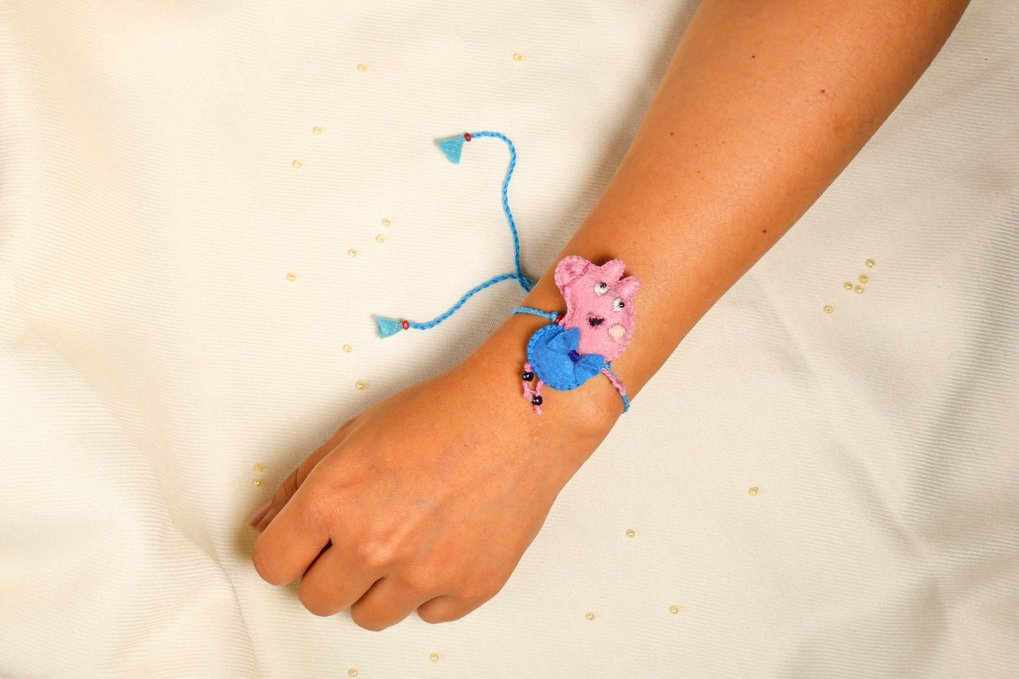 Hand embroidered Peppa & George Rakhi (Set of 2)