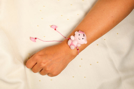 Hand embroidered Adorable Baby Rakhi-Pink