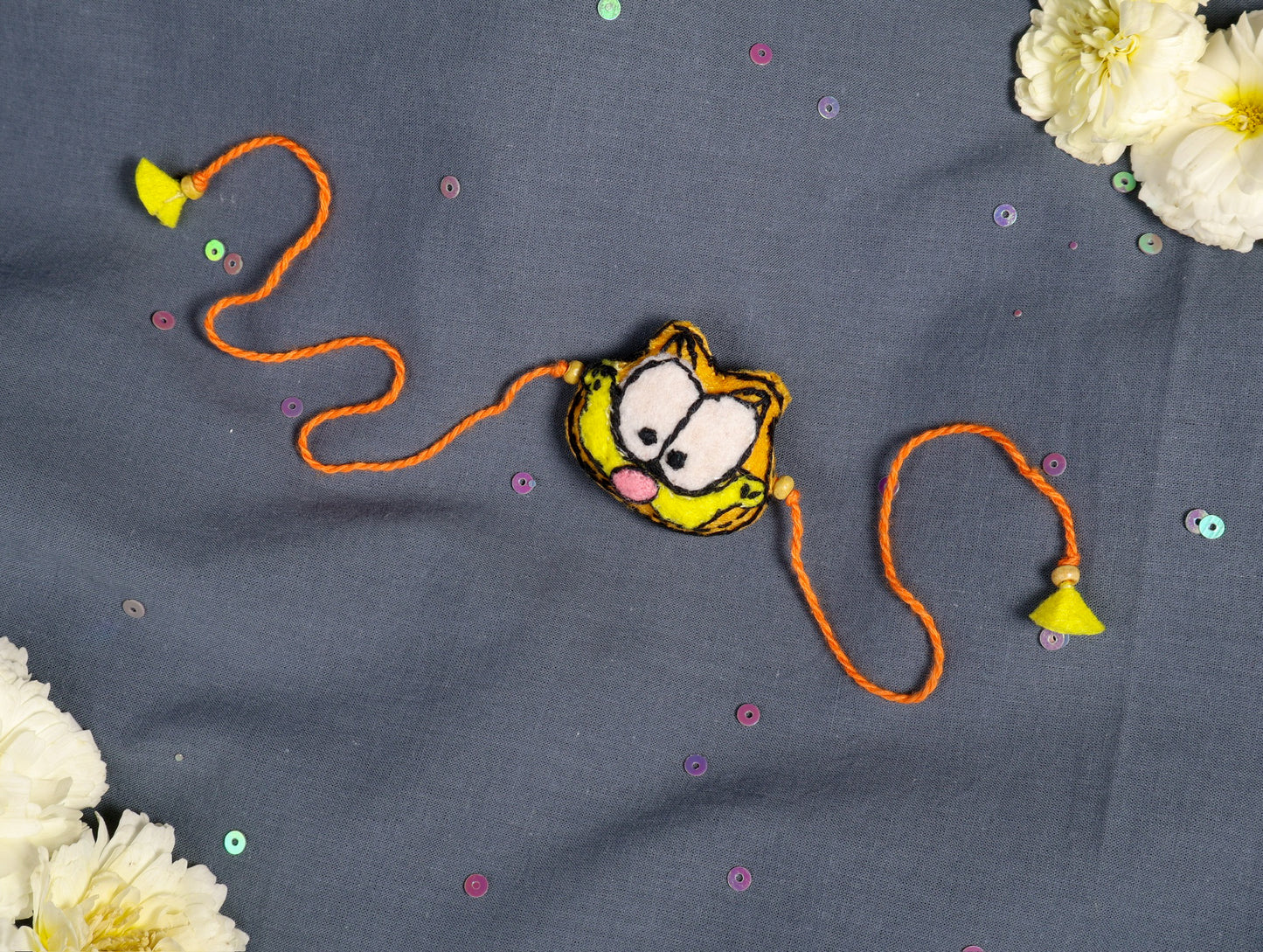Hand embroidered Garfield Rakhi
