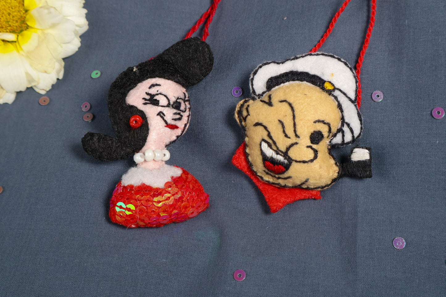 Hand embroidered Popeye and Olive Rakhi Lumba (Set of 2)