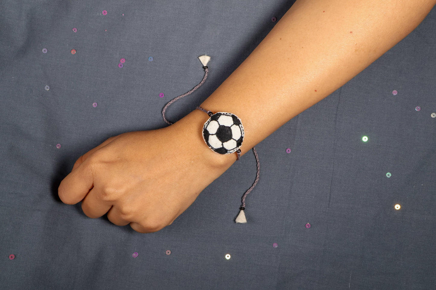 Hand embroidered Football Rakhi
