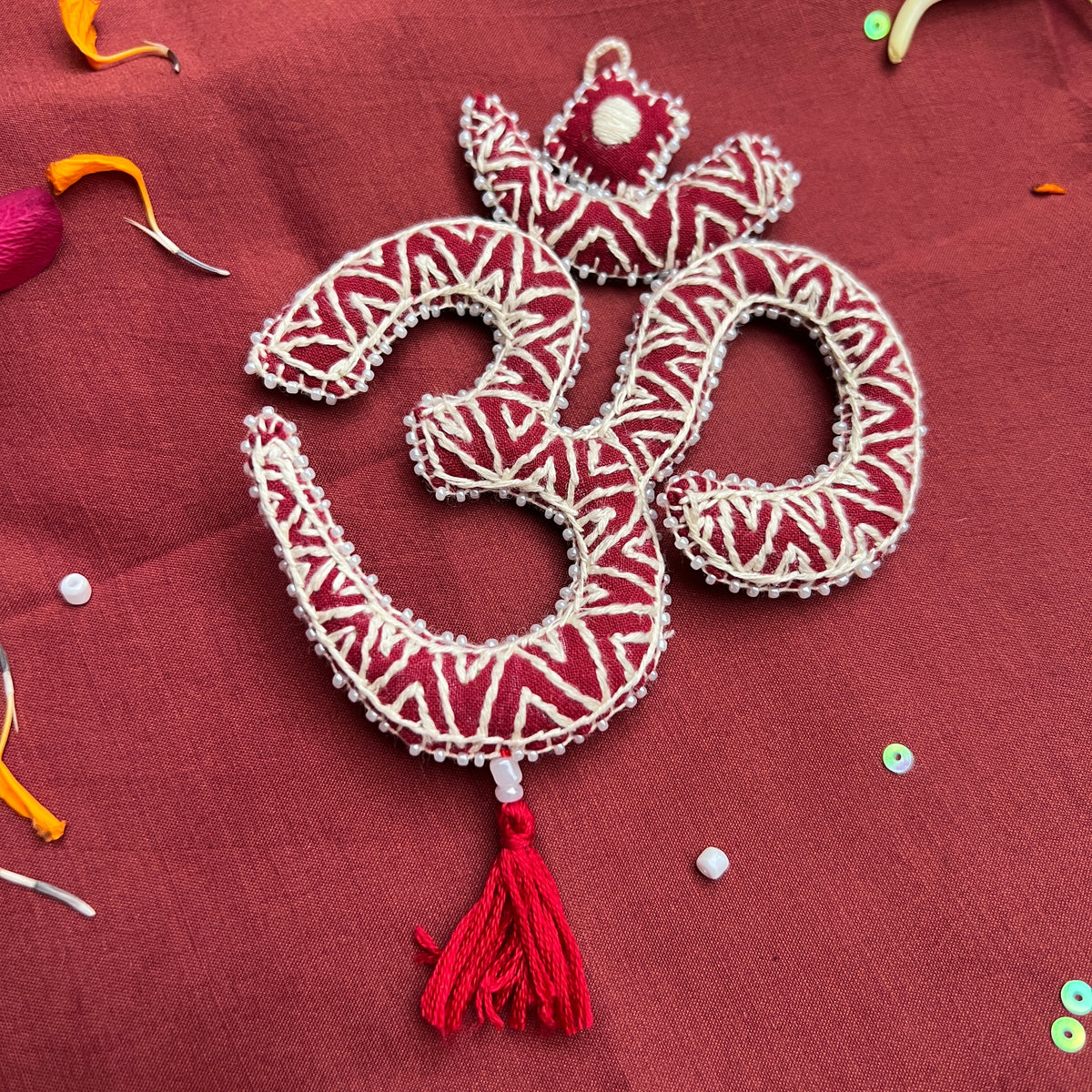 Hand Embroidered Aipan Aum Hanging