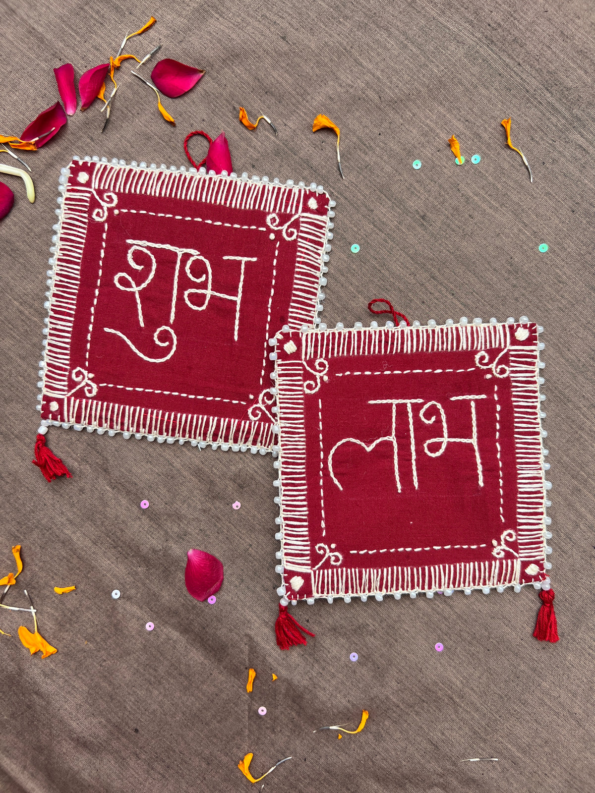 Hand Embroidered Aipan Saral Shubh Labh Hanging