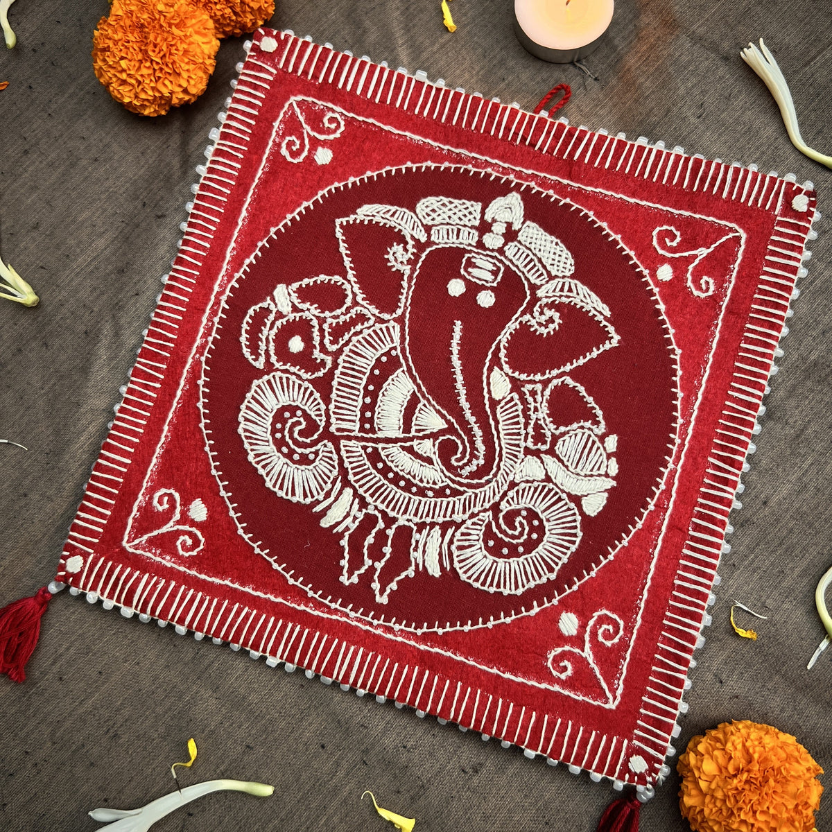 Hand Embroidered Aipan Ganpathi Hanging