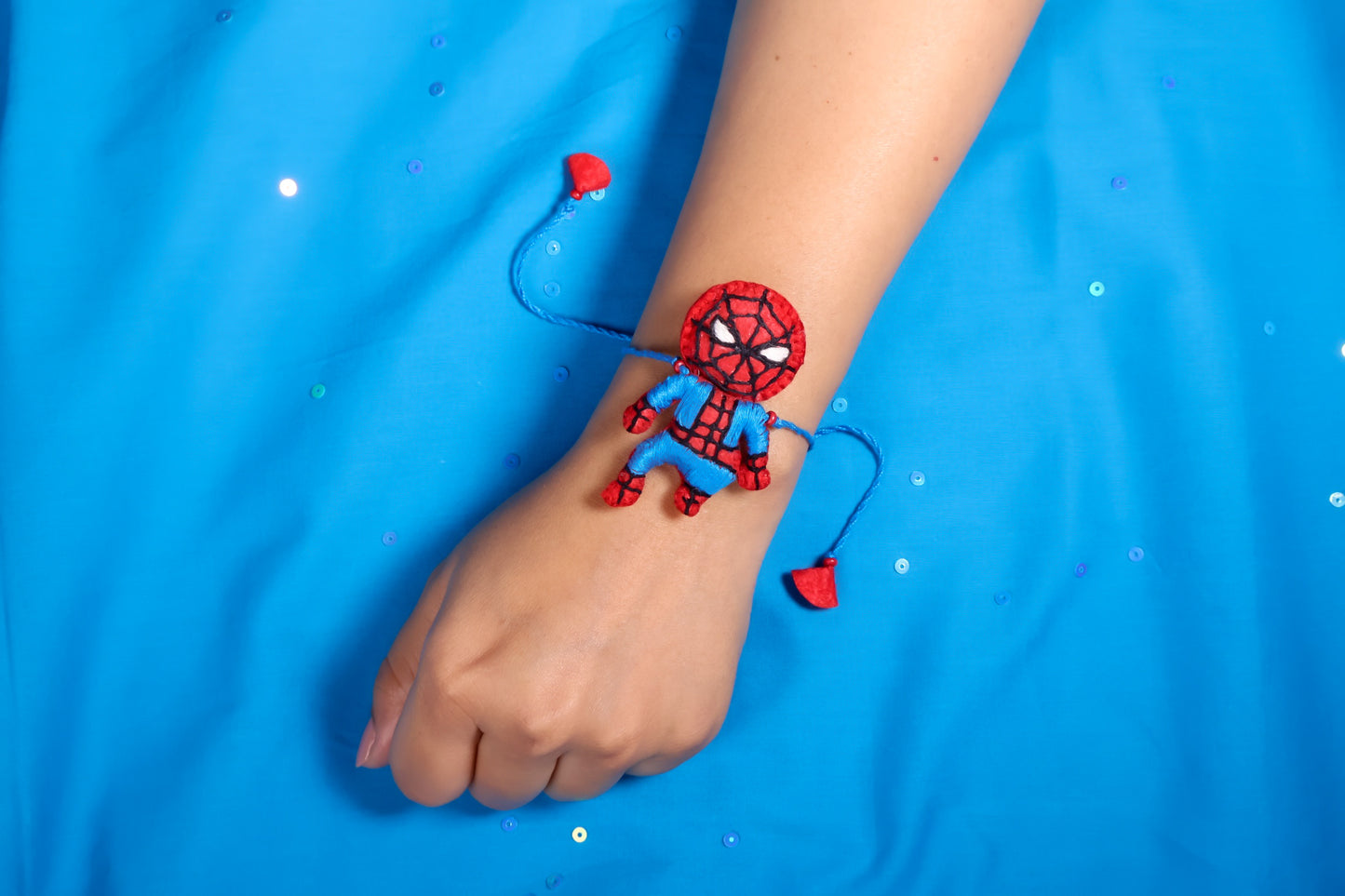 Hand embroidered Spiderboy Rakhi