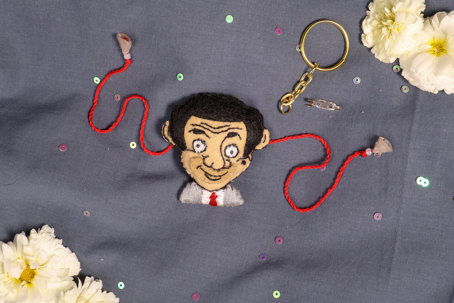 Hand embroidered Mr Bean Rakhi