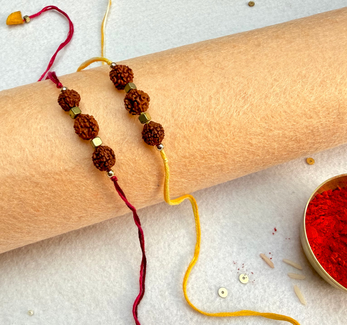 Handmade Rudhraksh Rakhi (Set of 2)