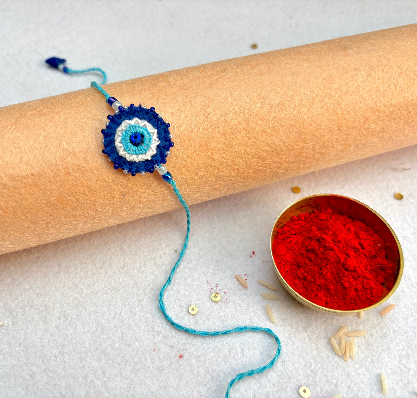 Hand embroidered Nazar Battu Rakhi