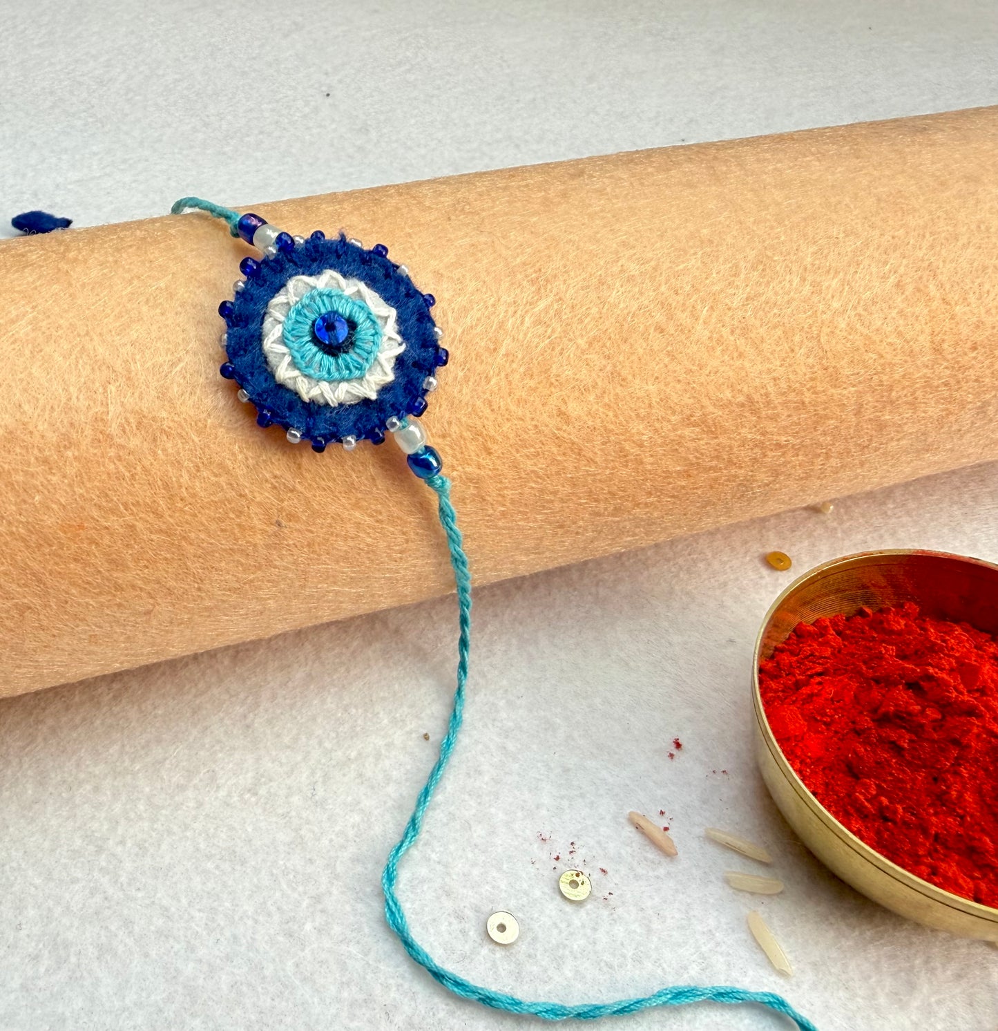 Hand embroidered Nazar Battu Rakhi