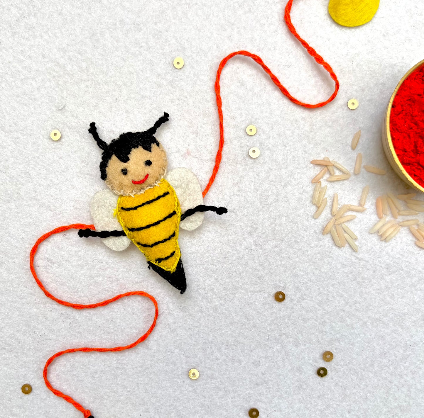 Hand embroidered Bee Boy Rakhi