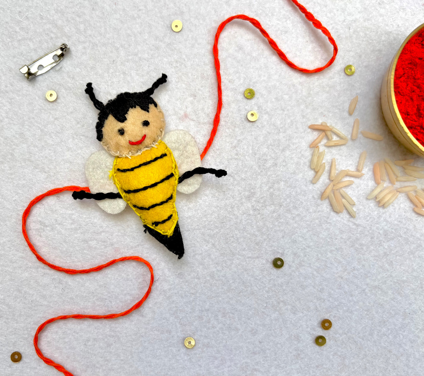 Hand embroidered Bee Boy Rakhi